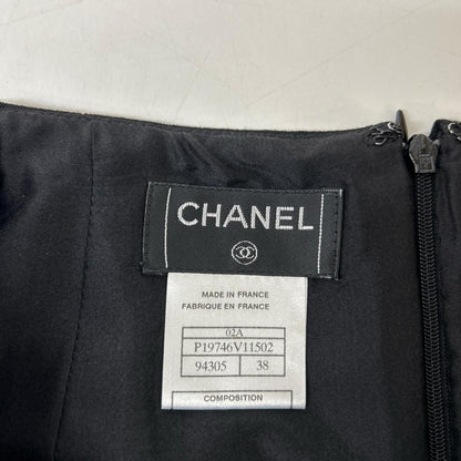 Chanel Black Wool CC Logo Zipper Midi Skirt 38 — view 3