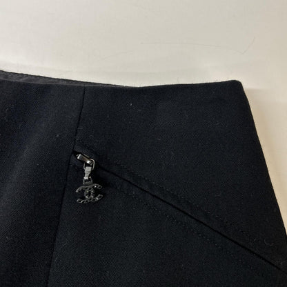 Chanel Black Wool CC Logo Zipper Midi Skirt 38 — view 7