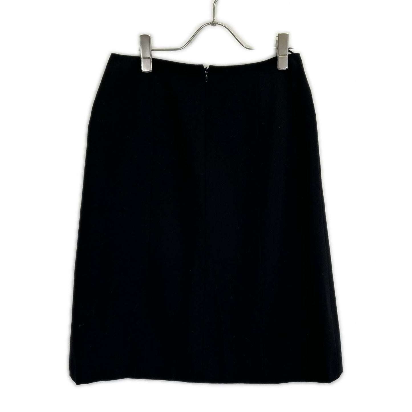 Chanel Black Wool CC Logo Zipper Midi Skirt 38 — view 2
