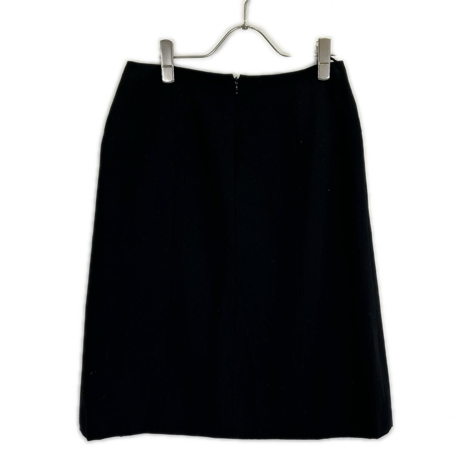 Chanel Black Wool CC Logo Zipper Midi Skirt 38 — view 2