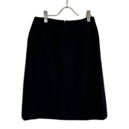 Chanel Black Wool CC Logo Zipper Midi Skirt 38 — view 2