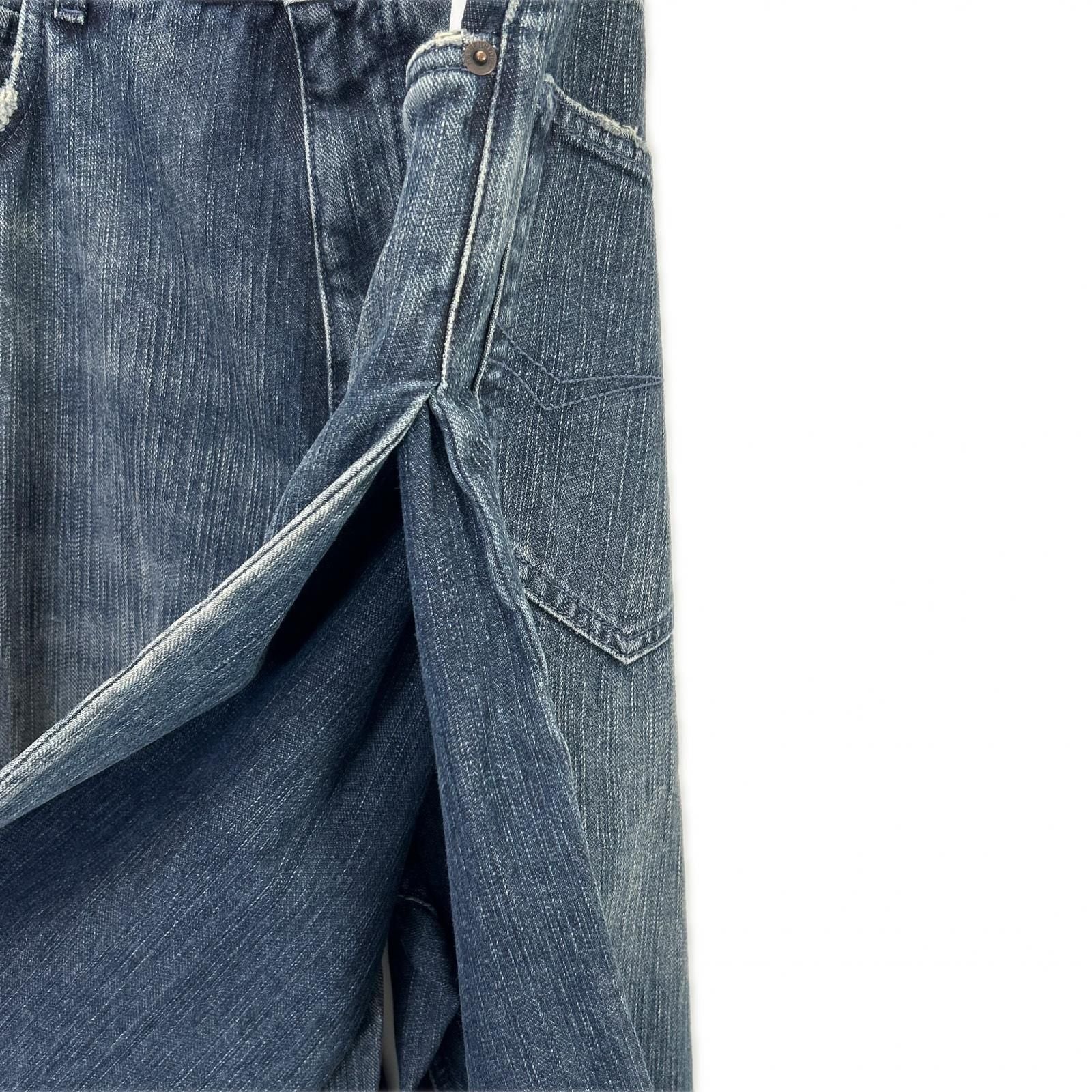 Balenciaga Blue Double Front Wide Leg Jeans XS — view 4