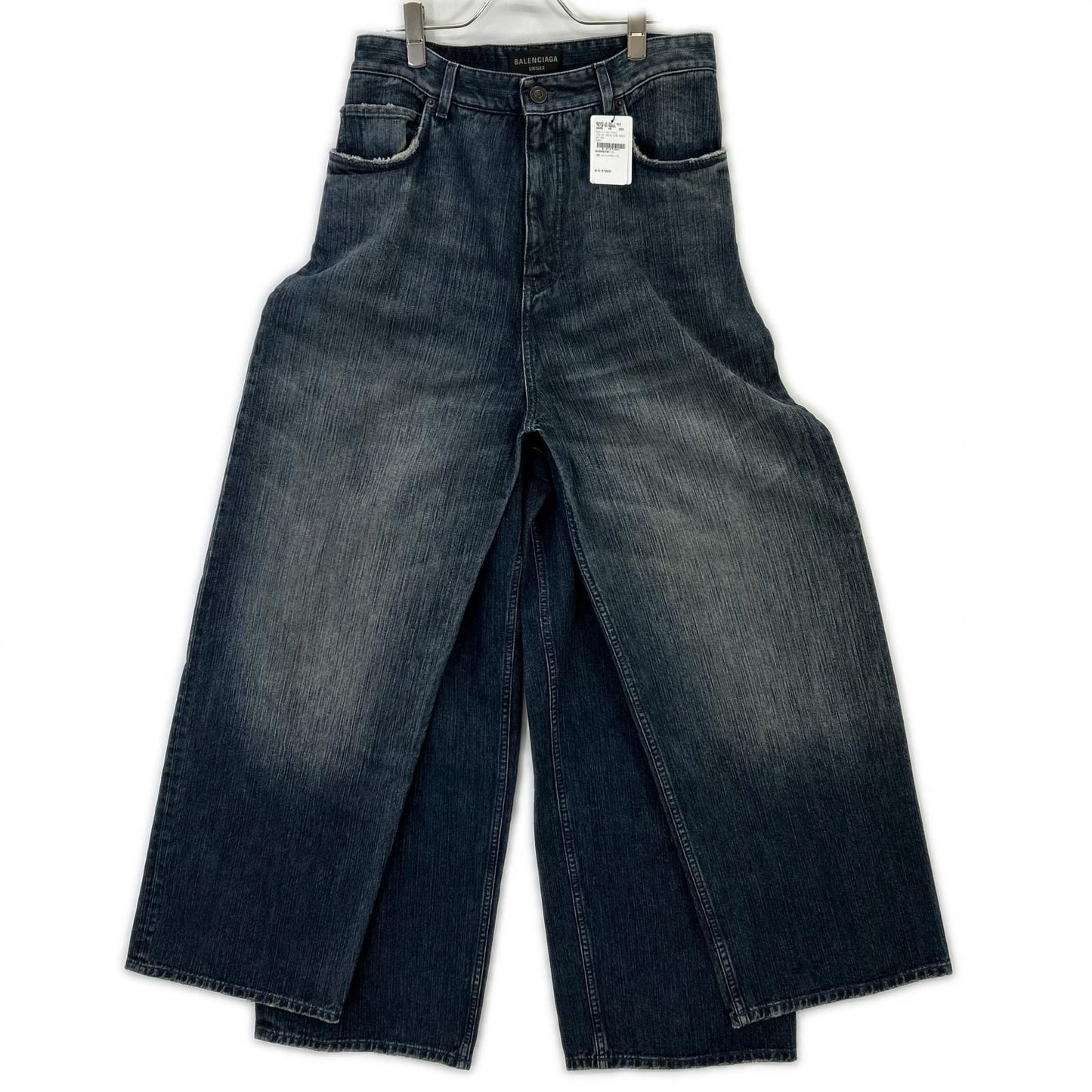 Balenciaga Blue Double Front Wide Leg Jeans XS — view 3