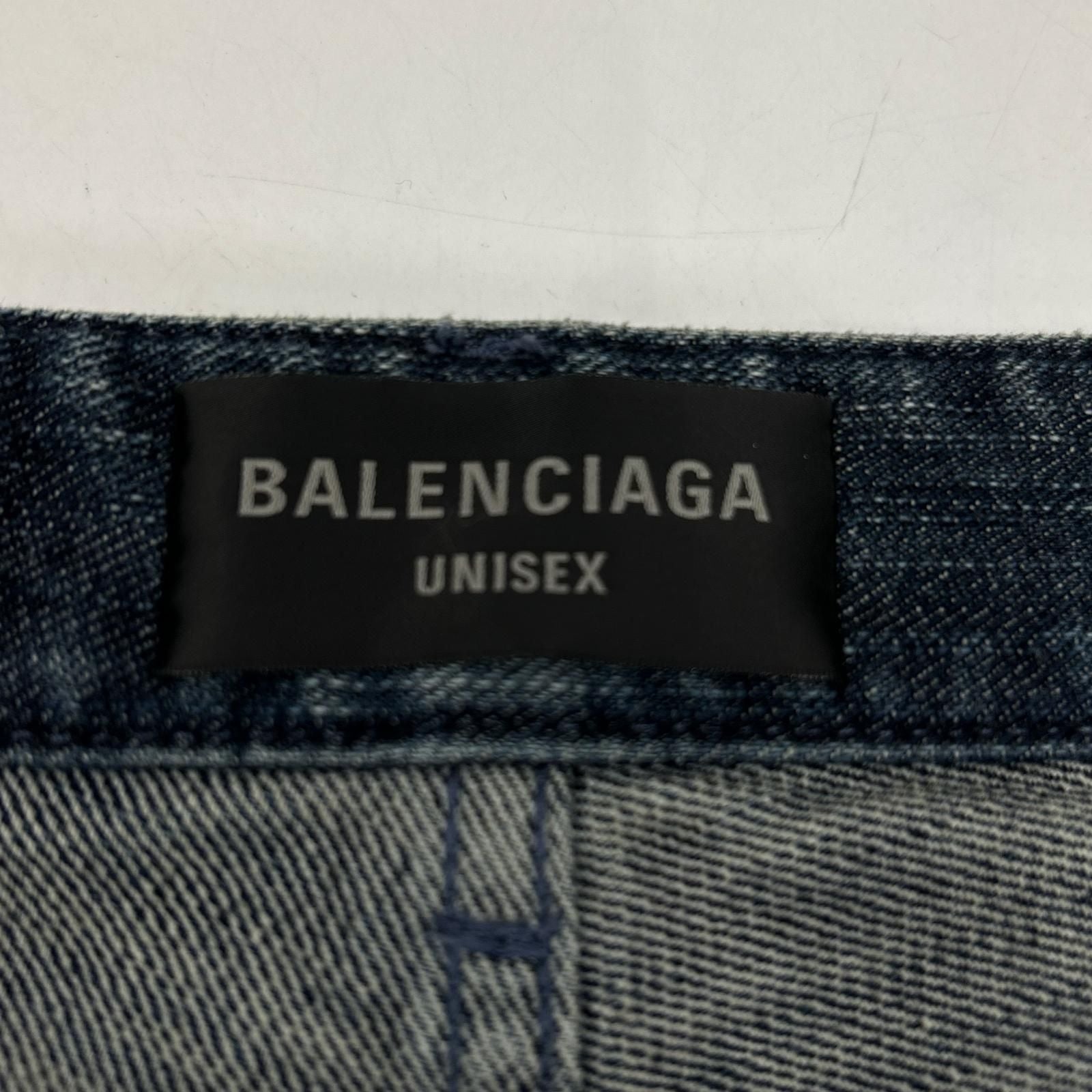 Balenciaga Blue Double Front Wide Leg Jeans XS — view 7