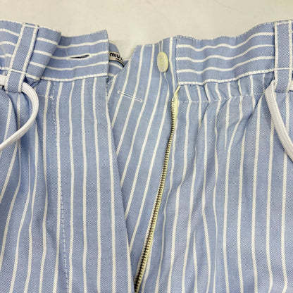 Miu Miu Blue White Chenille Logo Striped Shorts 36 — view 3