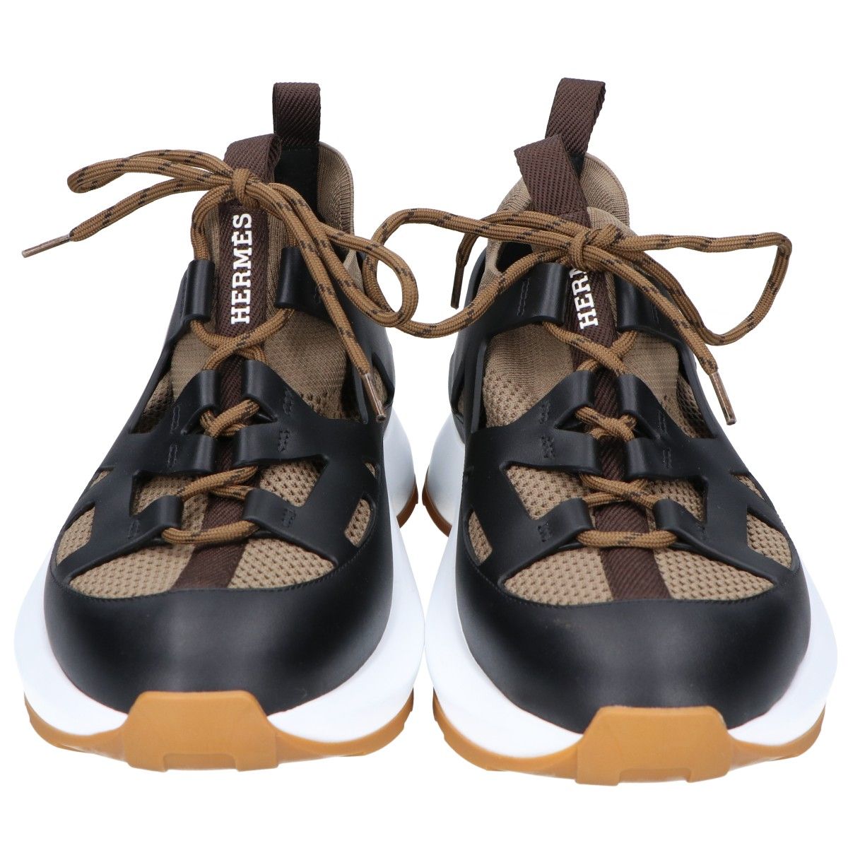Hermes Khaki Katana Knit Sneakers — view 2