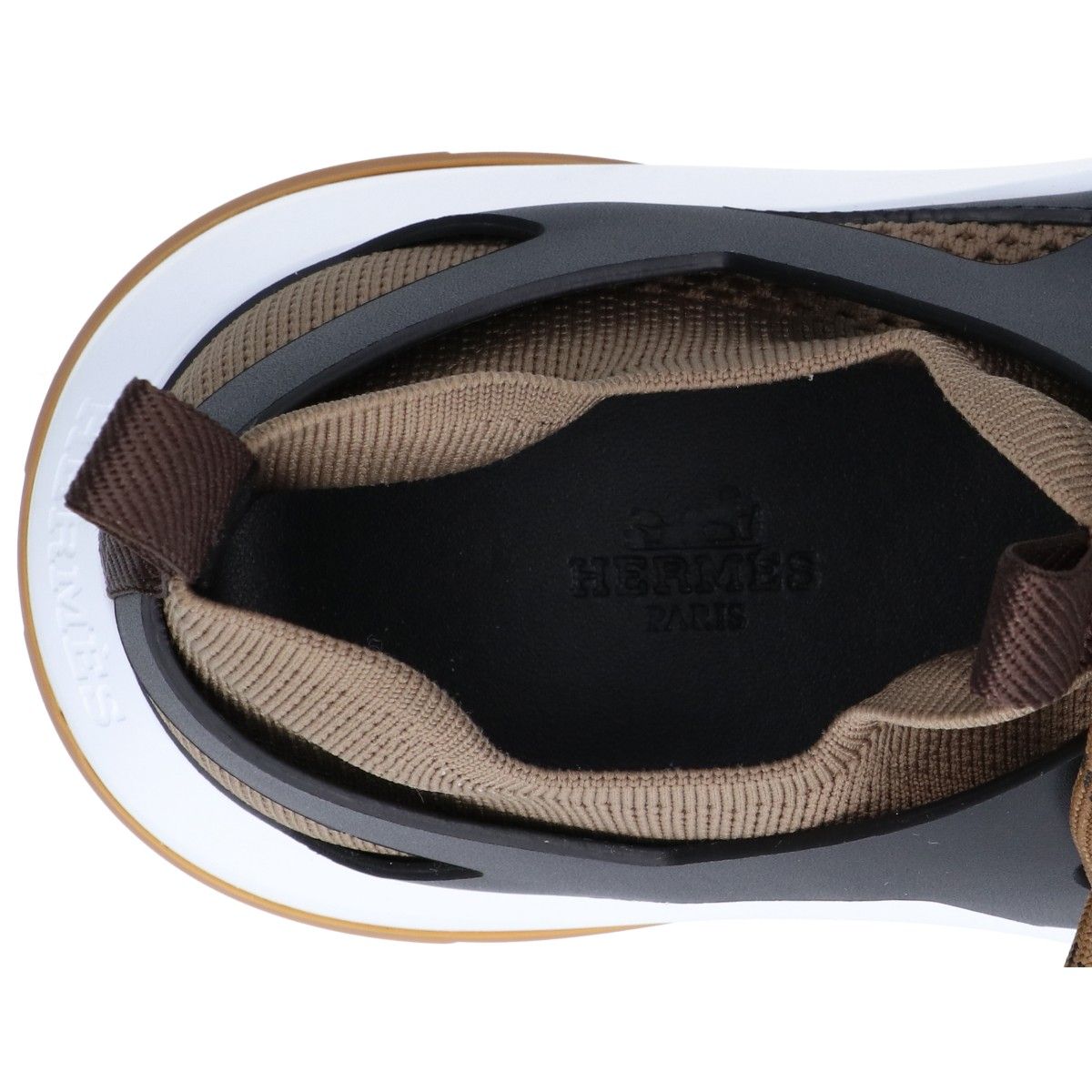 Hermes Khaki Katana Knit Sneakers — view 8