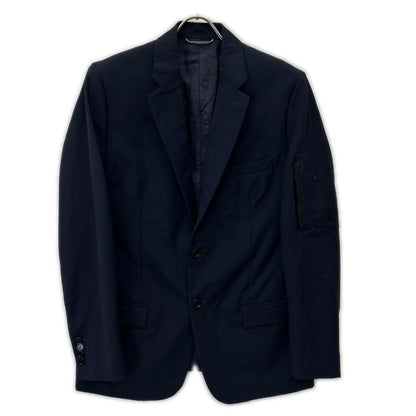 Dior Navy Arm Saddle Pocket Wool Mohair Tailored Jacket 48
