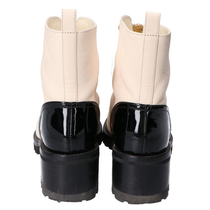 Chanel Pearl CC Logo Patent Leather Short Boots 36c — view 3
