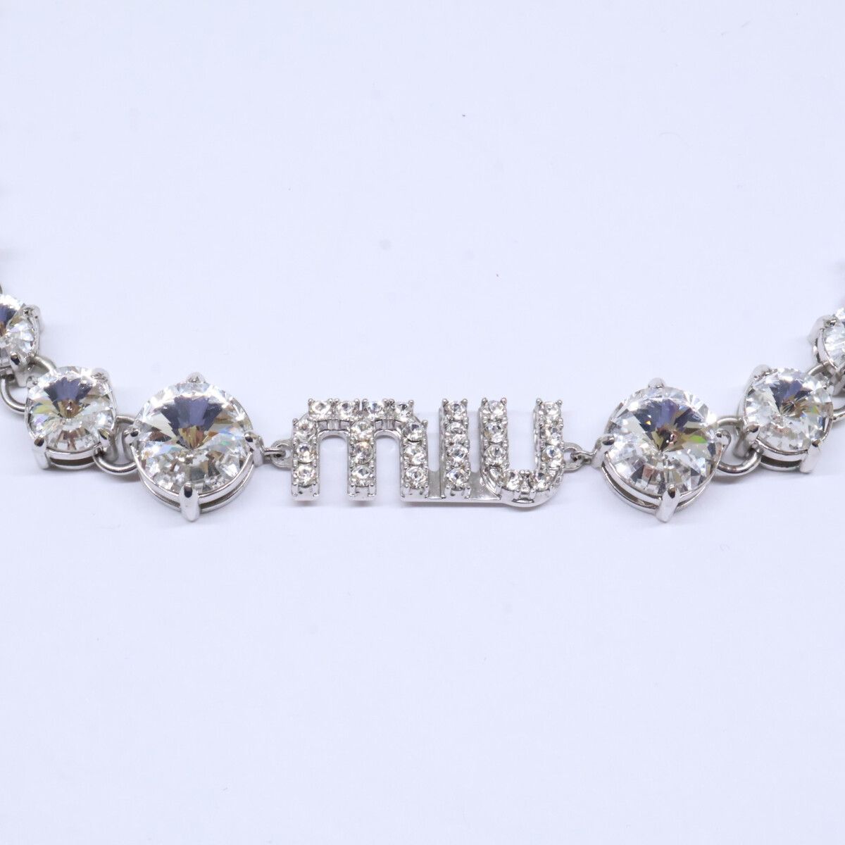 Miu Miu Crystal Logo Choker Necklace — view 2