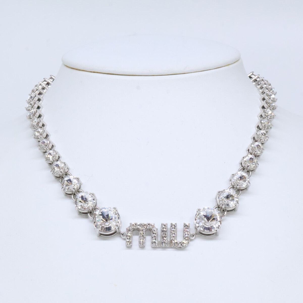 Miu Miu Crystal Logo Choker Necklace — view 6