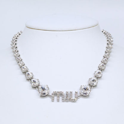 Miu Miu Crystal Logo Choker Necklace — view 6