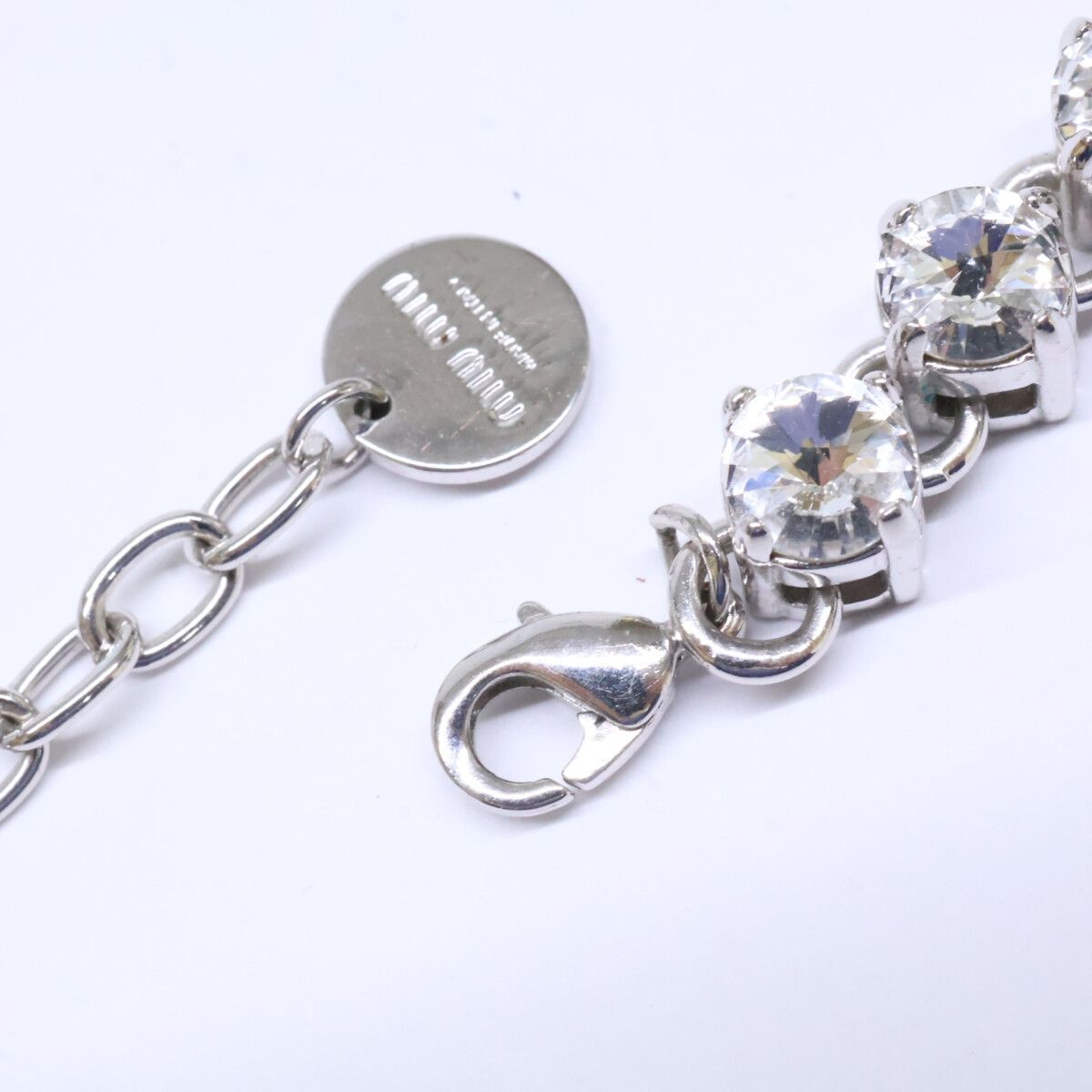Miu Miu Crystal Logo Choker Necklace — view 5