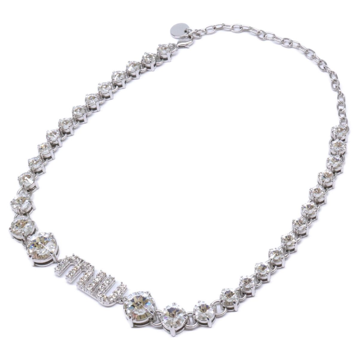 Miu Miu Crystal Logo Choker Necklace