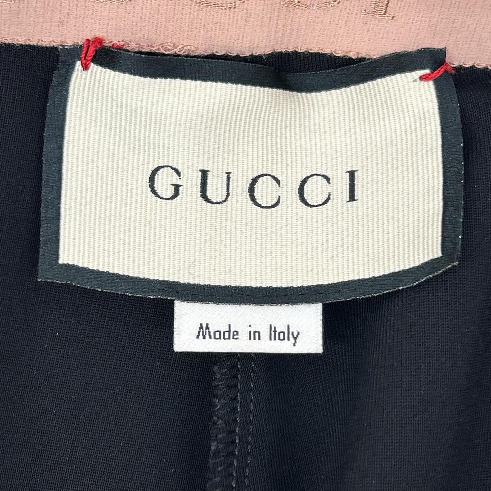 Gucci Black Pink Rayon Blend Waist Logo Center Seam Jersey Leggings Pants — view 3