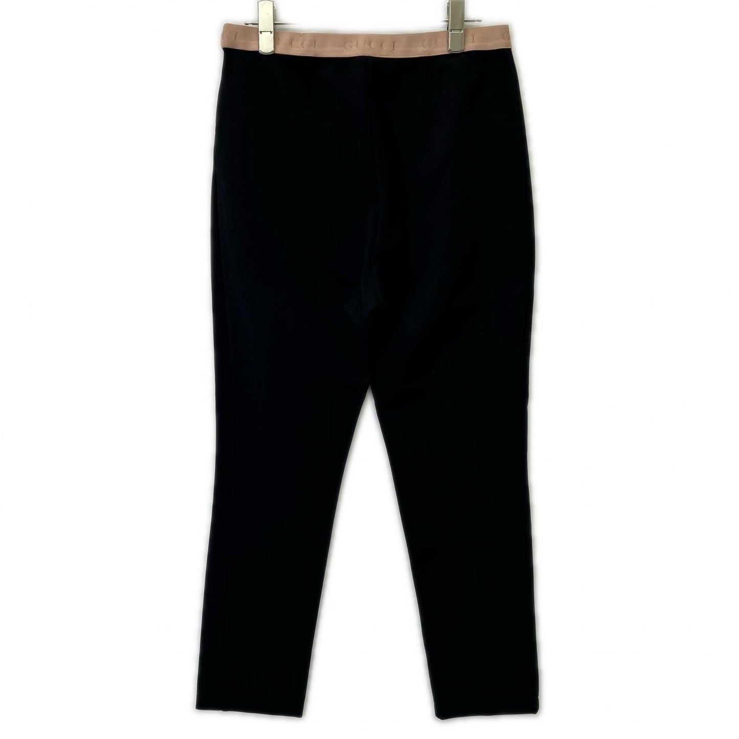 Gucci Black Pink Rayon Blend Waist Logo Center Seam Jersey Leggings Pants — view 2