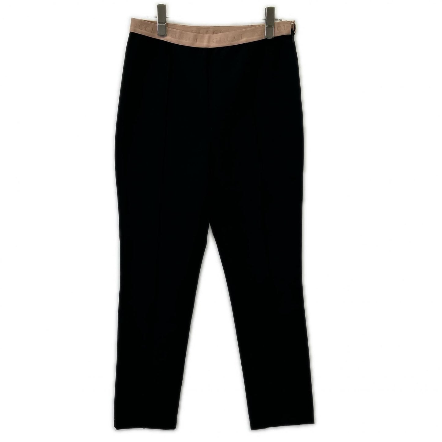 Gucci Black Pink Rayon Blend Waist Logo Center Seam Jersey Leggings Pants
