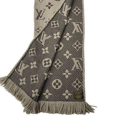 Louis Vuitton Scarf Echarpe Logo Mania Wool Silk Monogram Gray — view 8