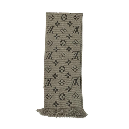 Louis Vuitton Scarf Echarpe Logo Mania Wool Silk Monogram Gray — view 3
