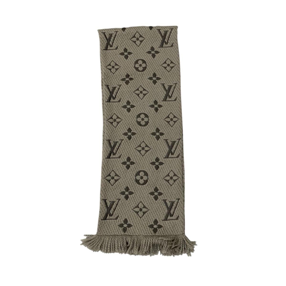 Louis Vuitton Scarf Echarpe Logo Mania Wool Silk Monogram Gray — view 4