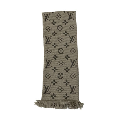Louis Vuitton Scarf Echarpe Logo Mania Wool Silk Monogram Gray — view 4