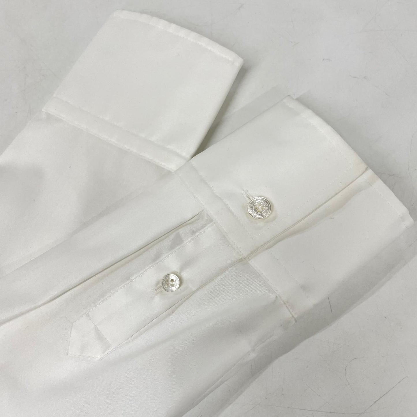 Hermes White Cotton Series Shell Button Shirt 34 — view 9