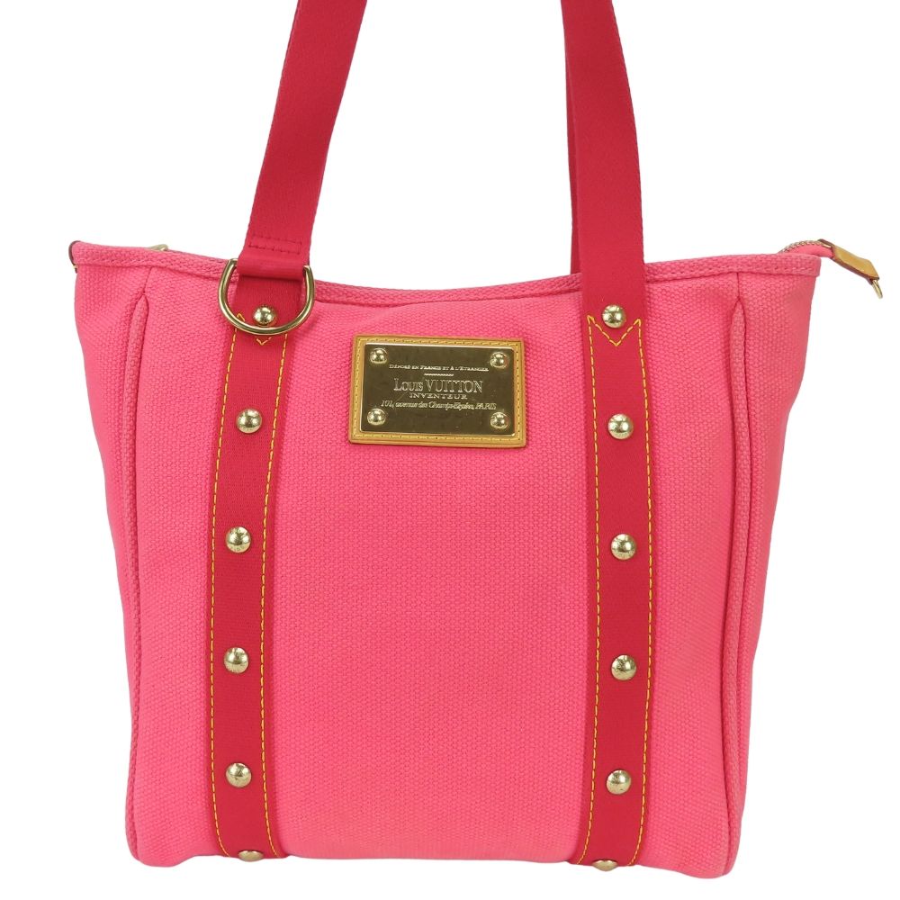 Louis Vuitton Tote Cabas MM Antigua Canvas Leather Rose Gold Everyday