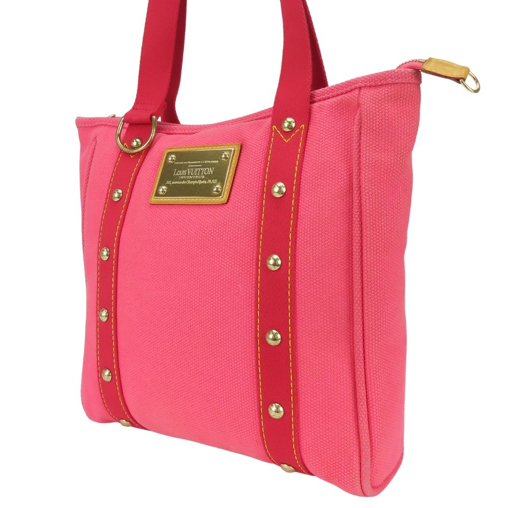 Louis Vuitton Tote Cabas MM Antigua Canvas Leather Rose Gold Everyday — view 2