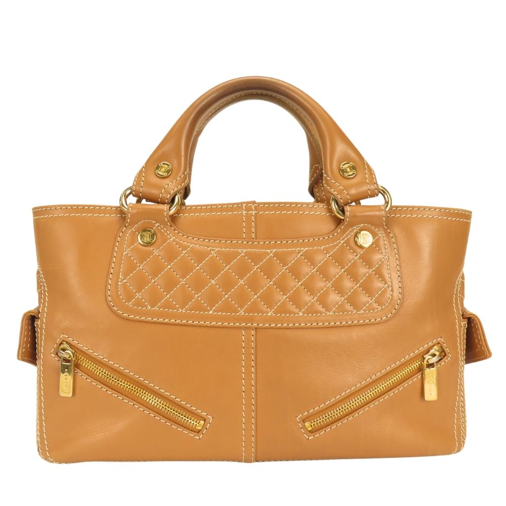 Celine Handbag Boogie Bag Leather Camel Brown Gold Everyday