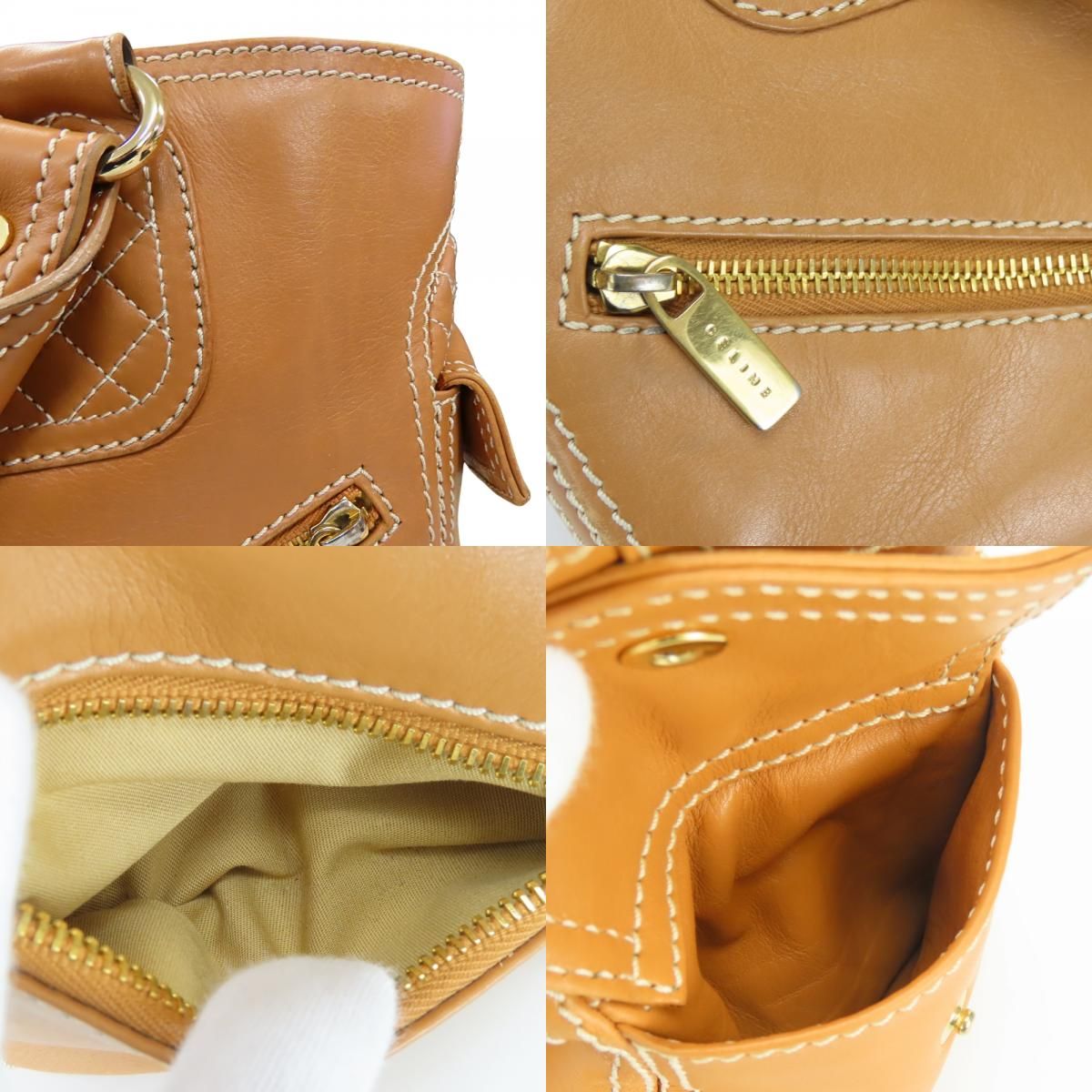Celine Handbag Boogie Bag Leather Camel Brown Gold Everyday — view 4