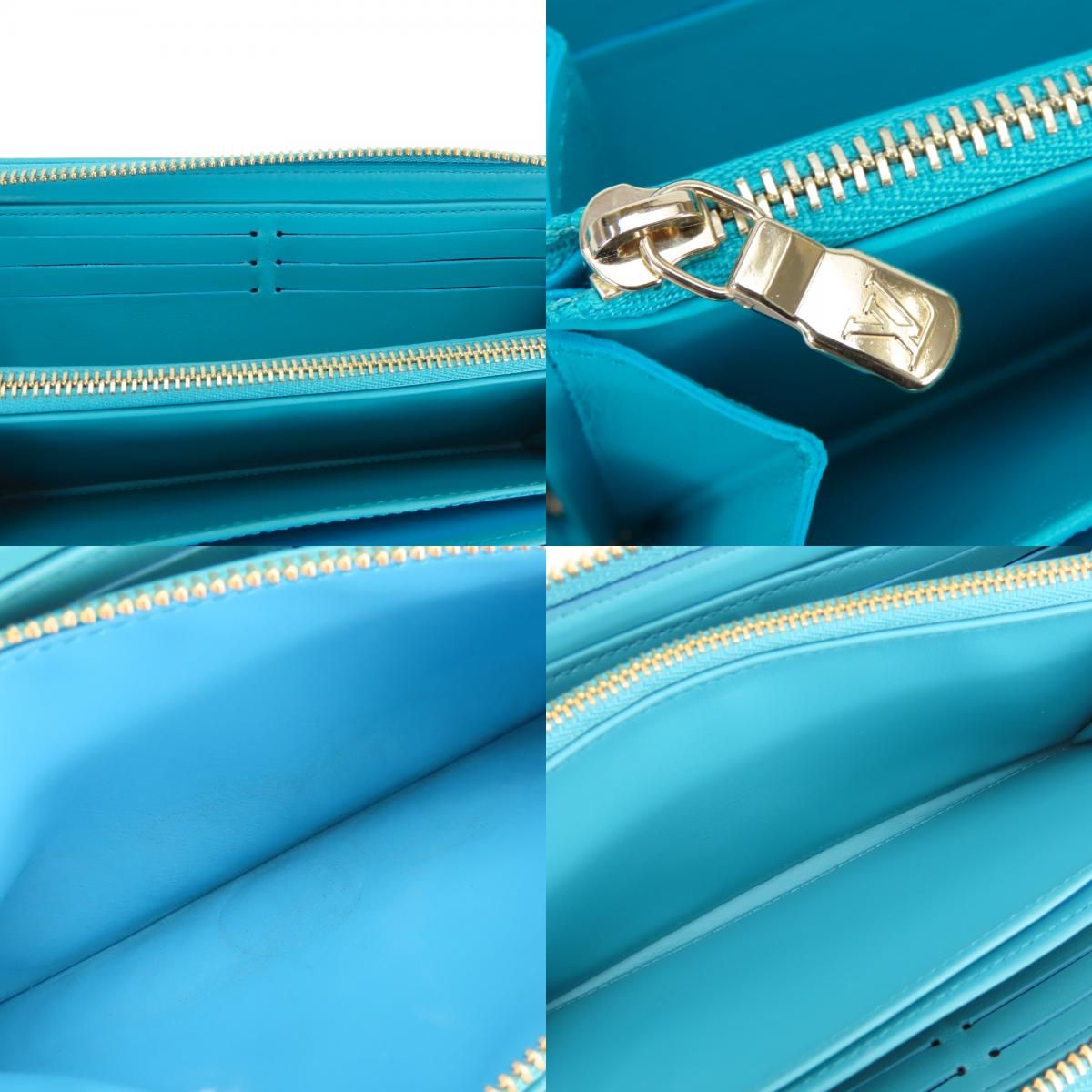 Louis Vuitton Wallet Zippy Coussin Monogram Turquoise Blue Embossed Everyday — view 7