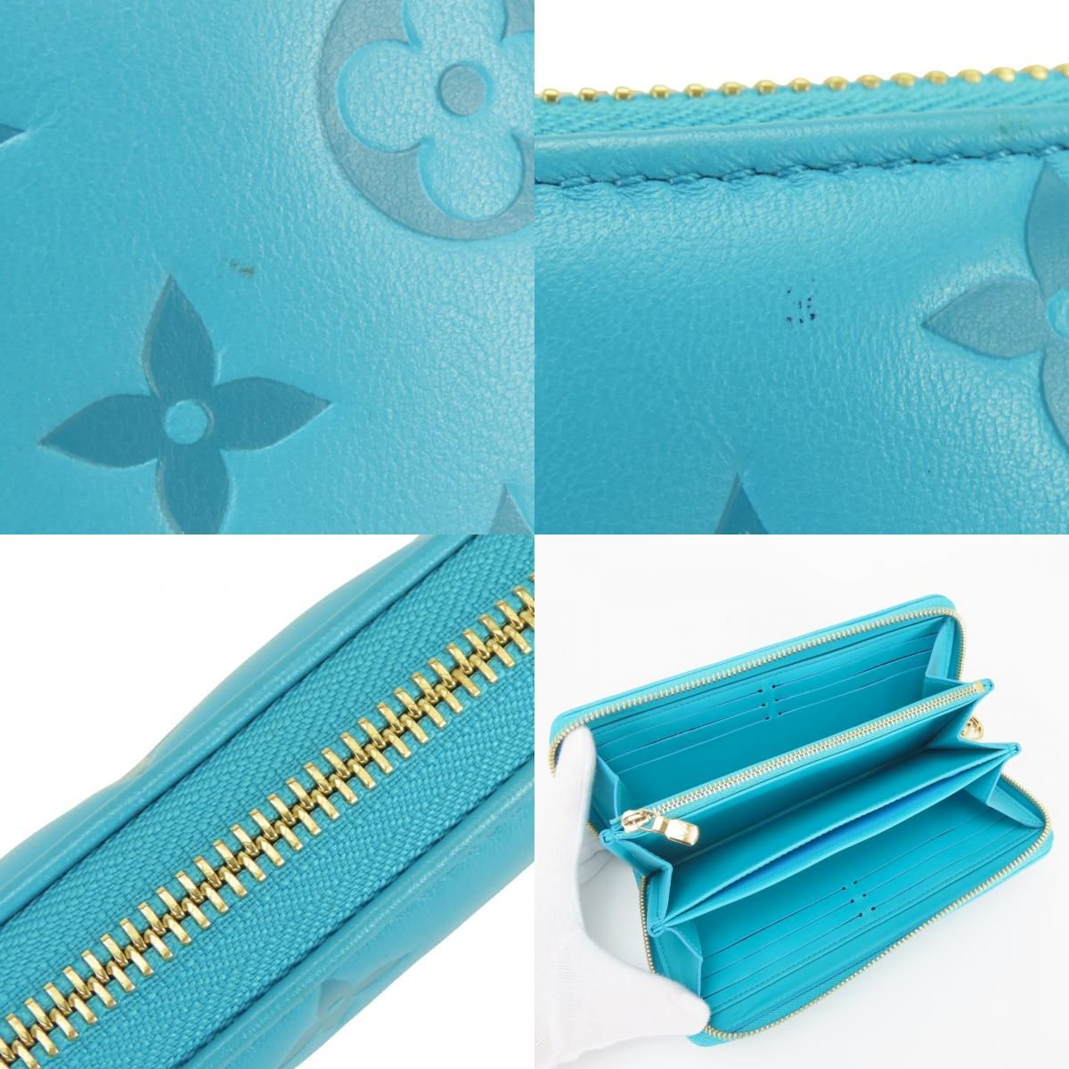 Louis Vuitton Wallet Zippy Coussin Monogram Turquoise Blue Embossed Everyday — view 6