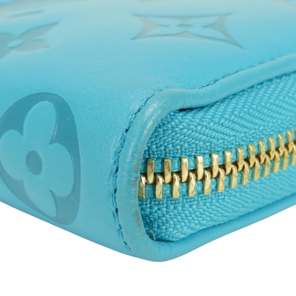 Louis Vuitton Wallet Zippy Coussin Monogram Turquoise Blue Embossed Everyday — view 4
