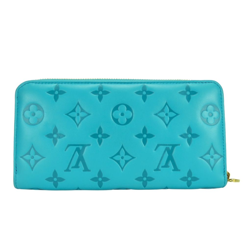 Louis Vuitton Wallet Zippy Coussin Monogram Turquoise Blue Embossed Everyday — view 2