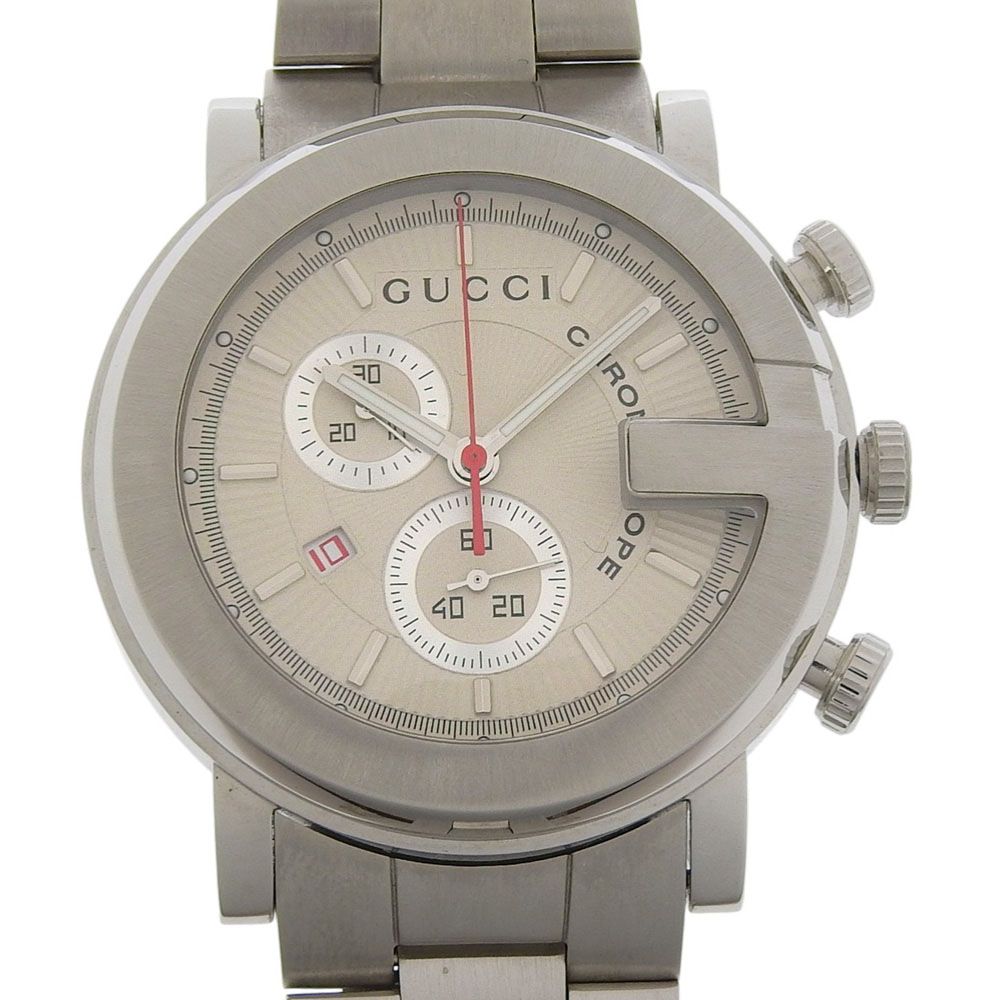 Gucci Chrono Stainless Steel Silver Quartz Chronograph White Dial Watch