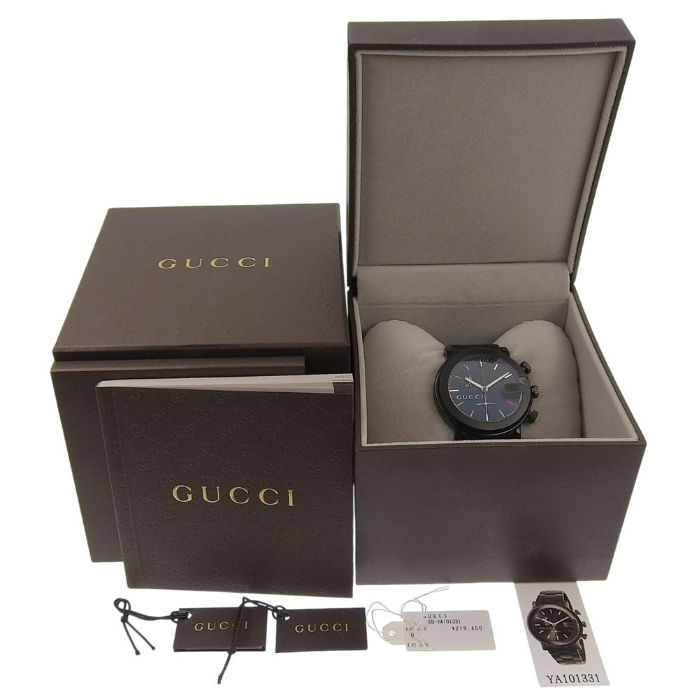 Gucci Chrono Stainless Steel Black Quartz Chronograph Dial Watch — view 9