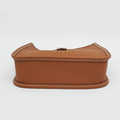 Hermes Evelyne TPM Gold Taurillon Clemence Shoulder Bag Brown Leather — view 3