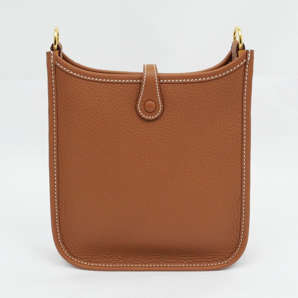Hermes Evelyne TPM Gold Taurillon Clemence Shoulder Bag Brown Leather — view 6