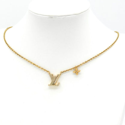 Louis Vuitton Necklace LV Iconic 39 44 cm Gold Colored Metal Strass LV Initial