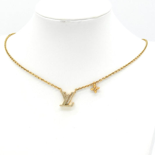 Louis Vuitton Necklace LV Iconic 39 44 cm Gold Colored Metal Strass LV Initial