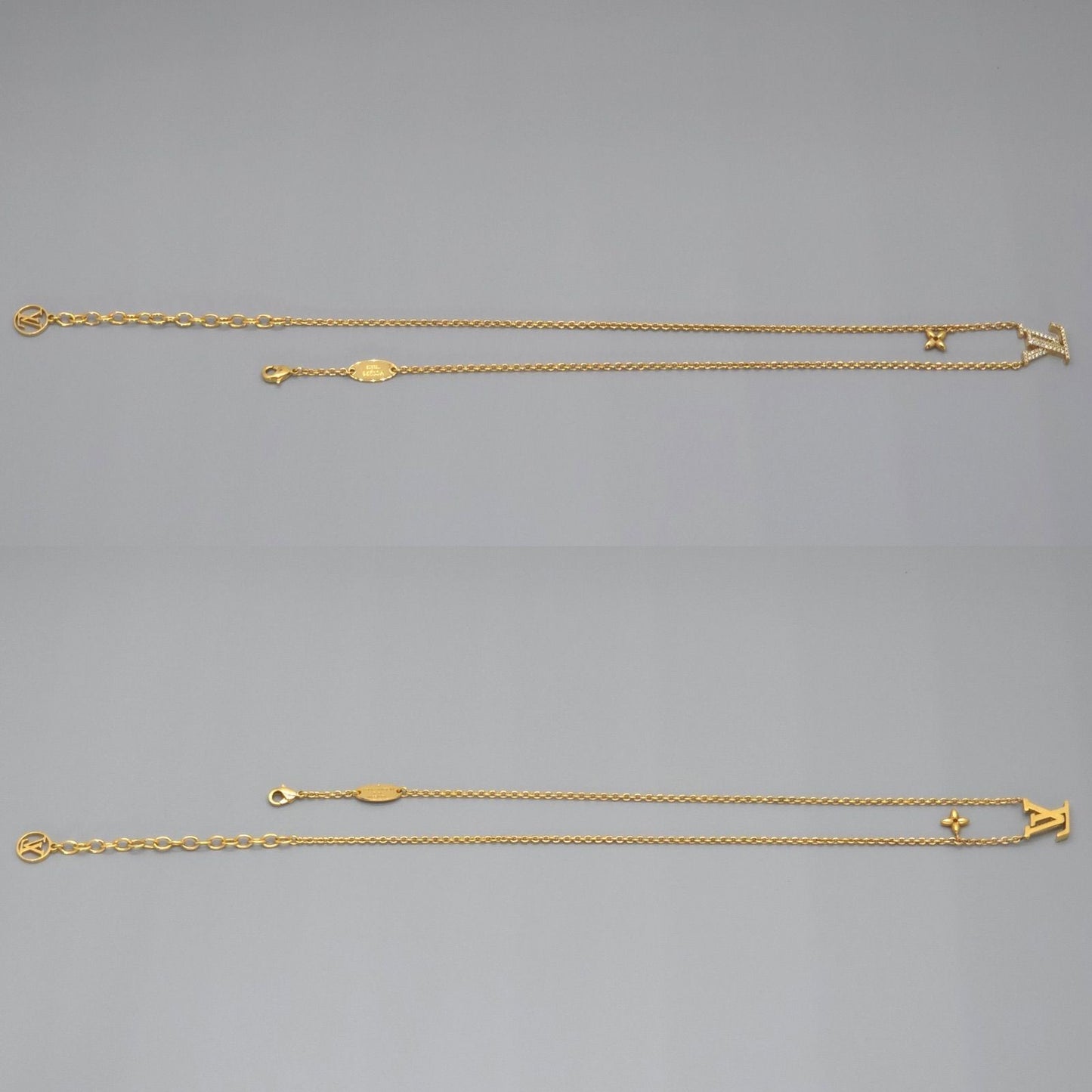 Louis Vuitton Necklace LV Iconic 39 44 cm Gold Colored Metal Strass LV Initial — view 3