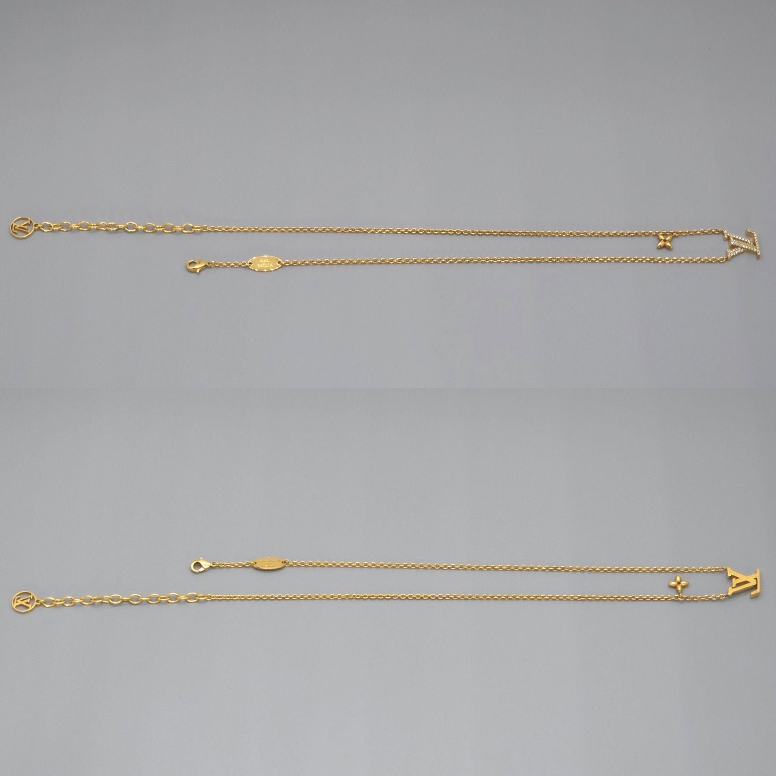 Louis Vuitton Necklace LV Iconic 39 44 cm Gold Colored Metal Strass LV Initial — view 3