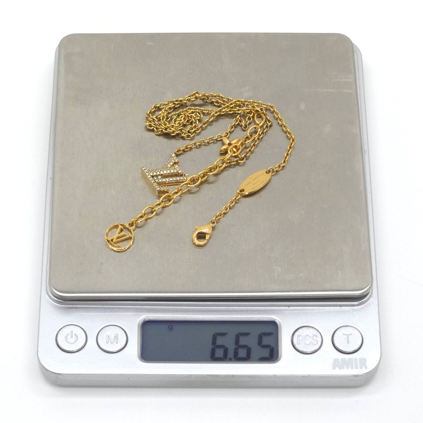 Louis Vuitton Necklace LV Iconic 39 44 cm Gold Colored Metal Strass LV Initial — view 9