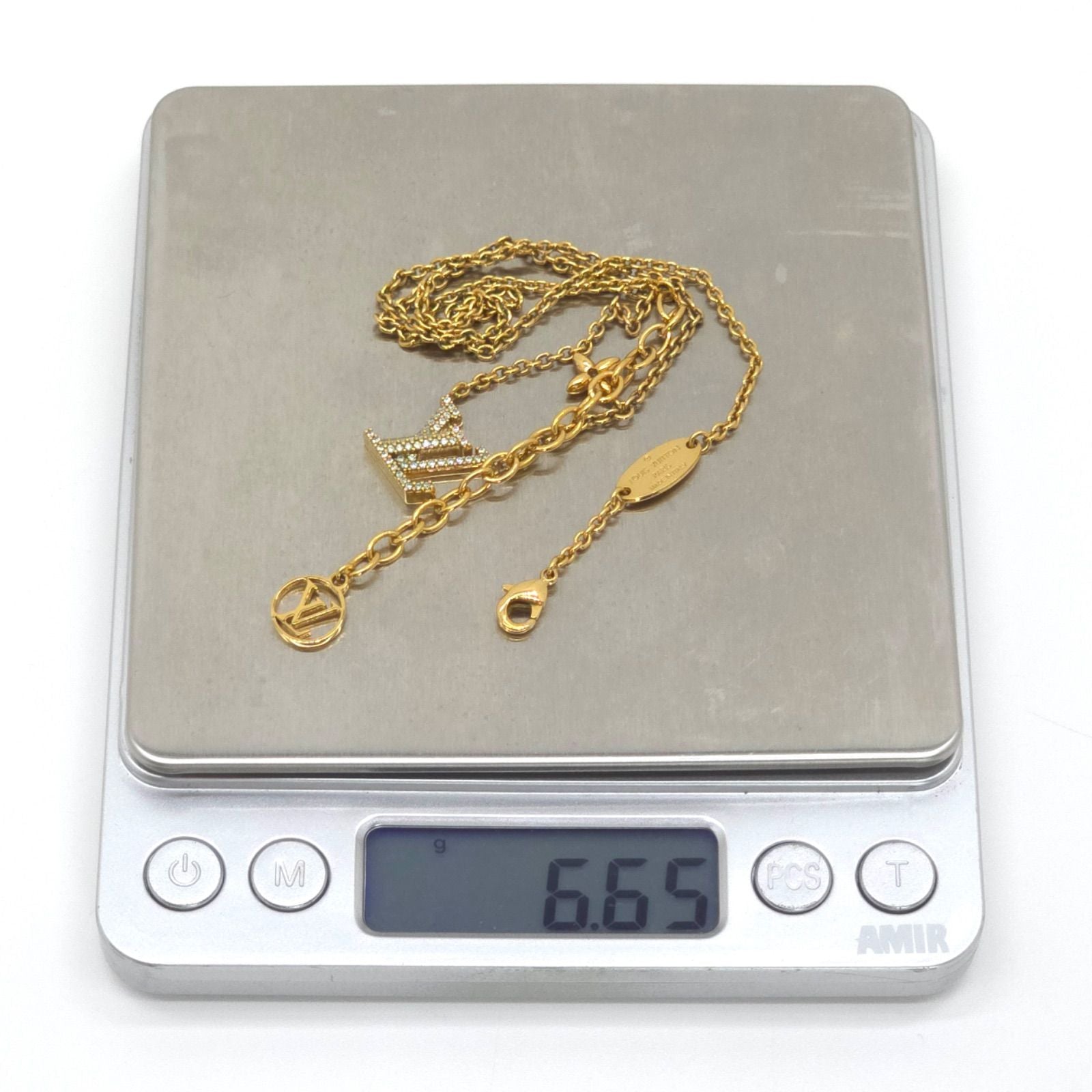 Louis Vuitton Necklace LV Iconic 39 44 cm Gold Colored Metal Strass LV Initial — view 9