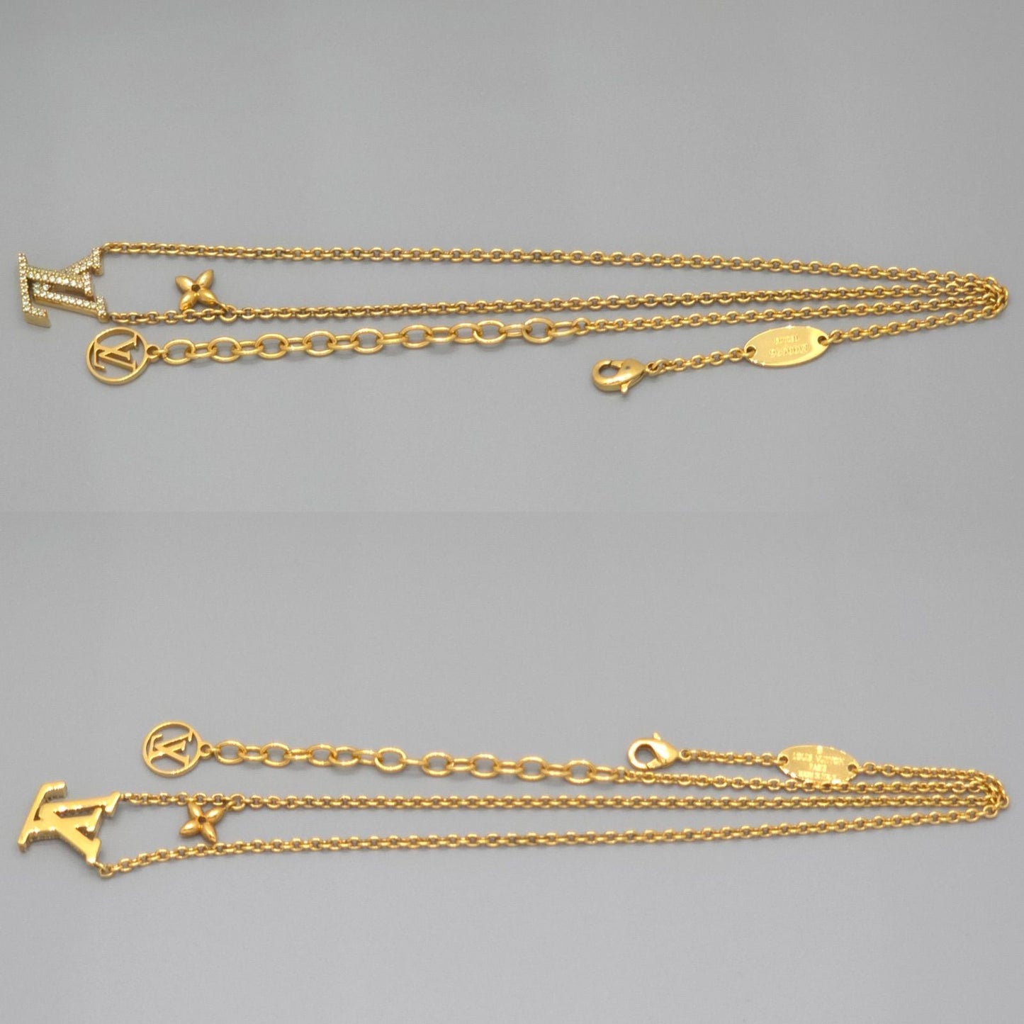 Louis Vuitton Necklace LV Iconic 39 44 cm Gold Colored Metal Strass LV Initial — view 4
