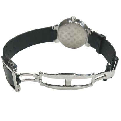 Louis Vuitton Tambour Watch SS Leather Quartz Silver Dial — view 7