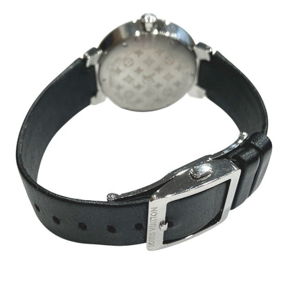 Louis Vuitton Tambour Watch SS Leather Quartz Silver Dial — view 6
