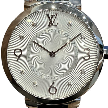 Louis Vuitton Tambour Watch SS Leather Quartz Silver Dial — view 4