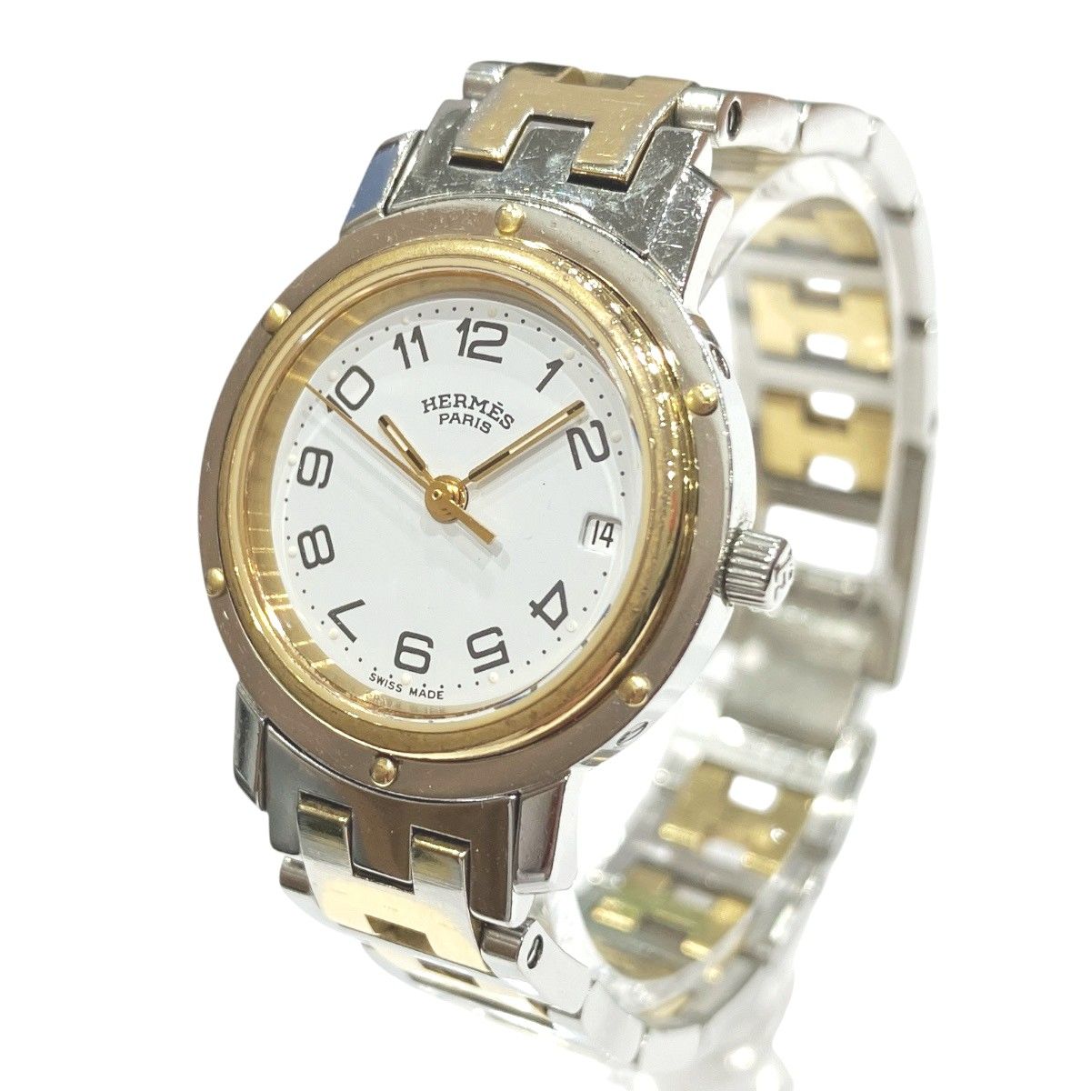 Hermes Clipper Watch SS Quartz White Dial — view 2