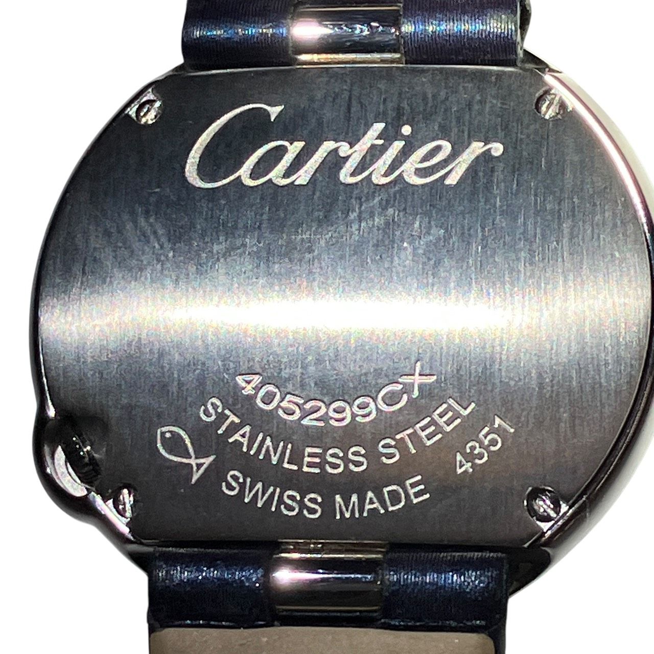 Cartier Baron Blue de Watch SS Leather Diamond Quartz Silver Dial — view 5